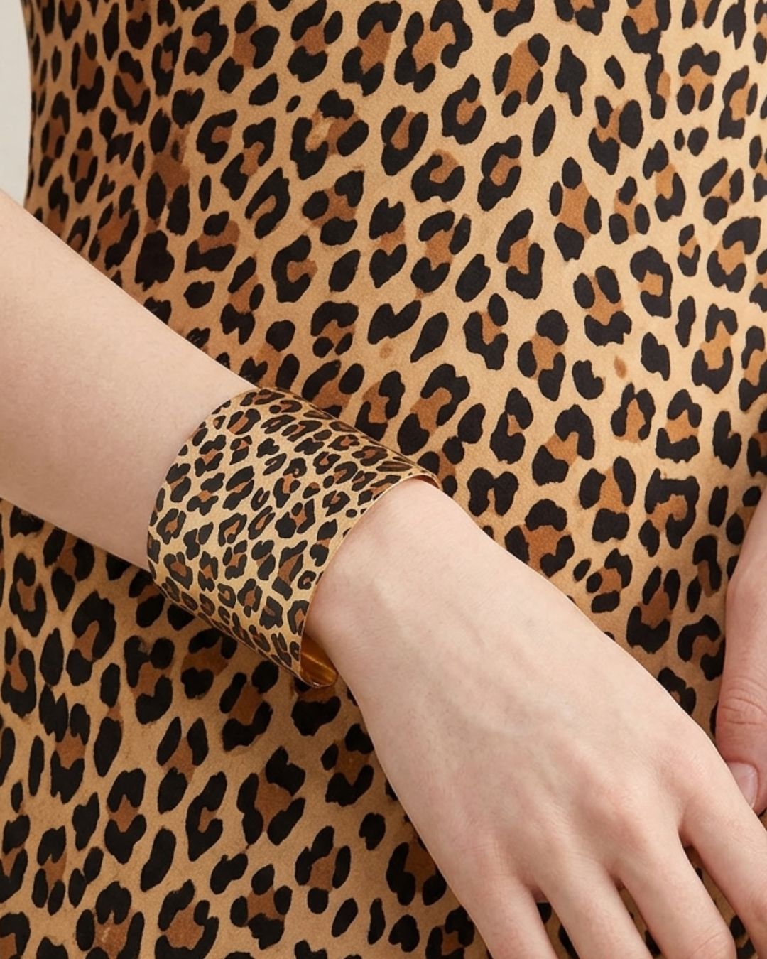 Animal Print Wide Glam Bracelet