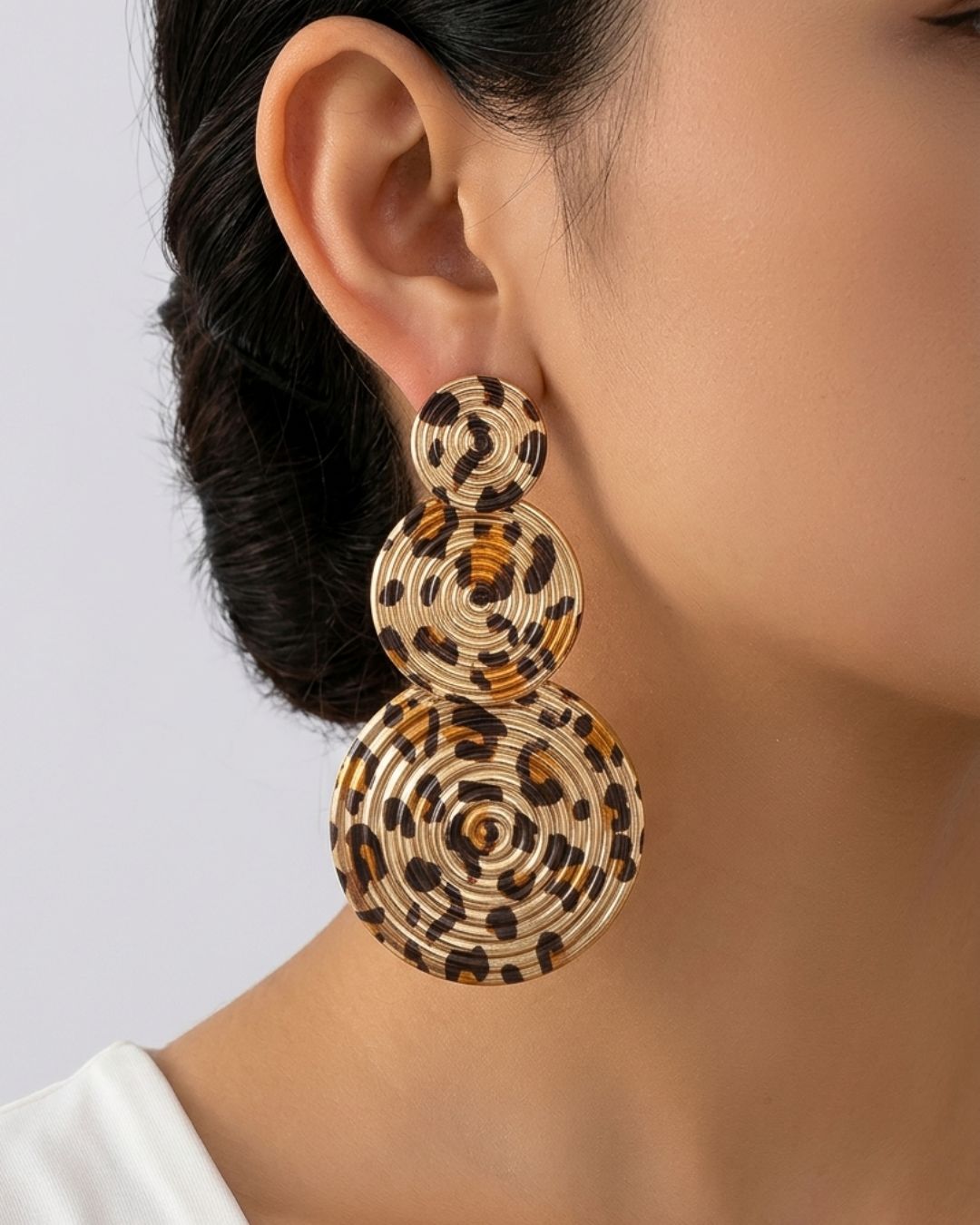 Animal Print Swirl Drop Earrings