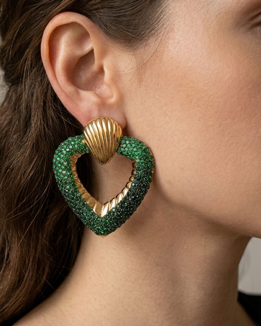Bling Blogger Envy Green Heart Earrings