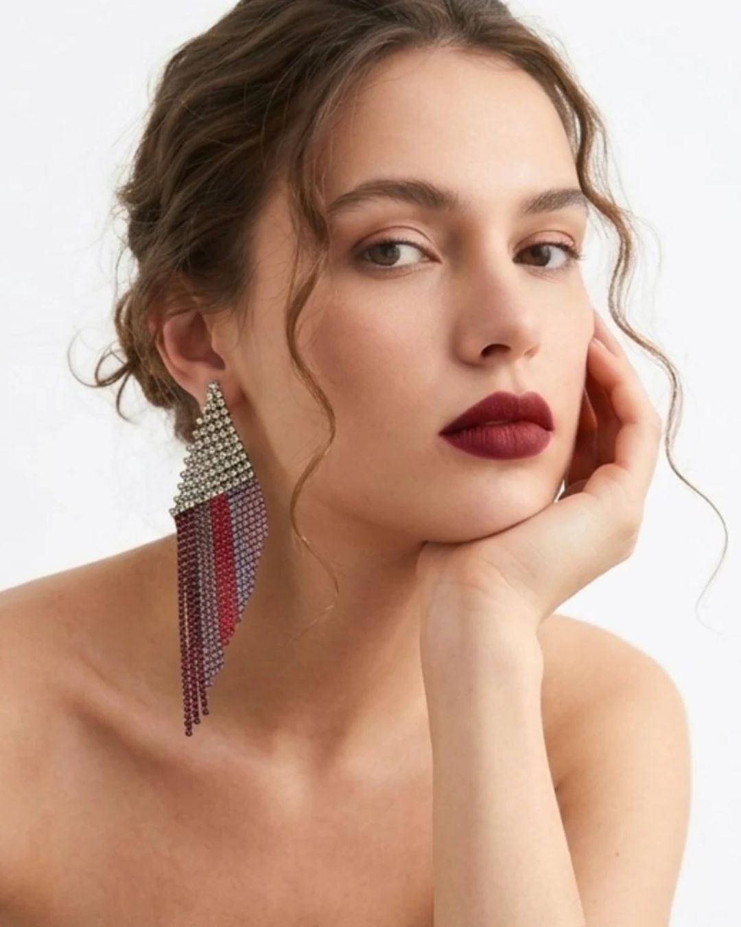 Red Mirage Tassels Drop Earrings