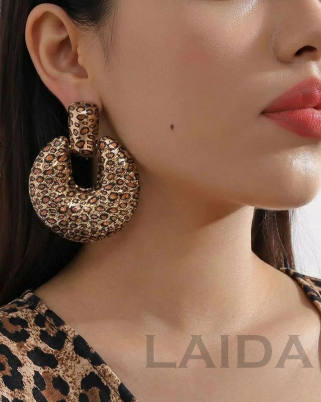 Animal Print Statement Drop Earrings