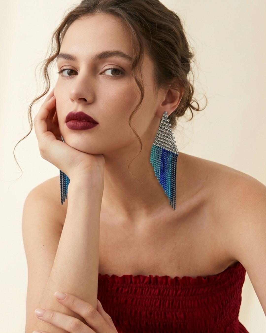 Blue Mirage Tassels Drop Earrings