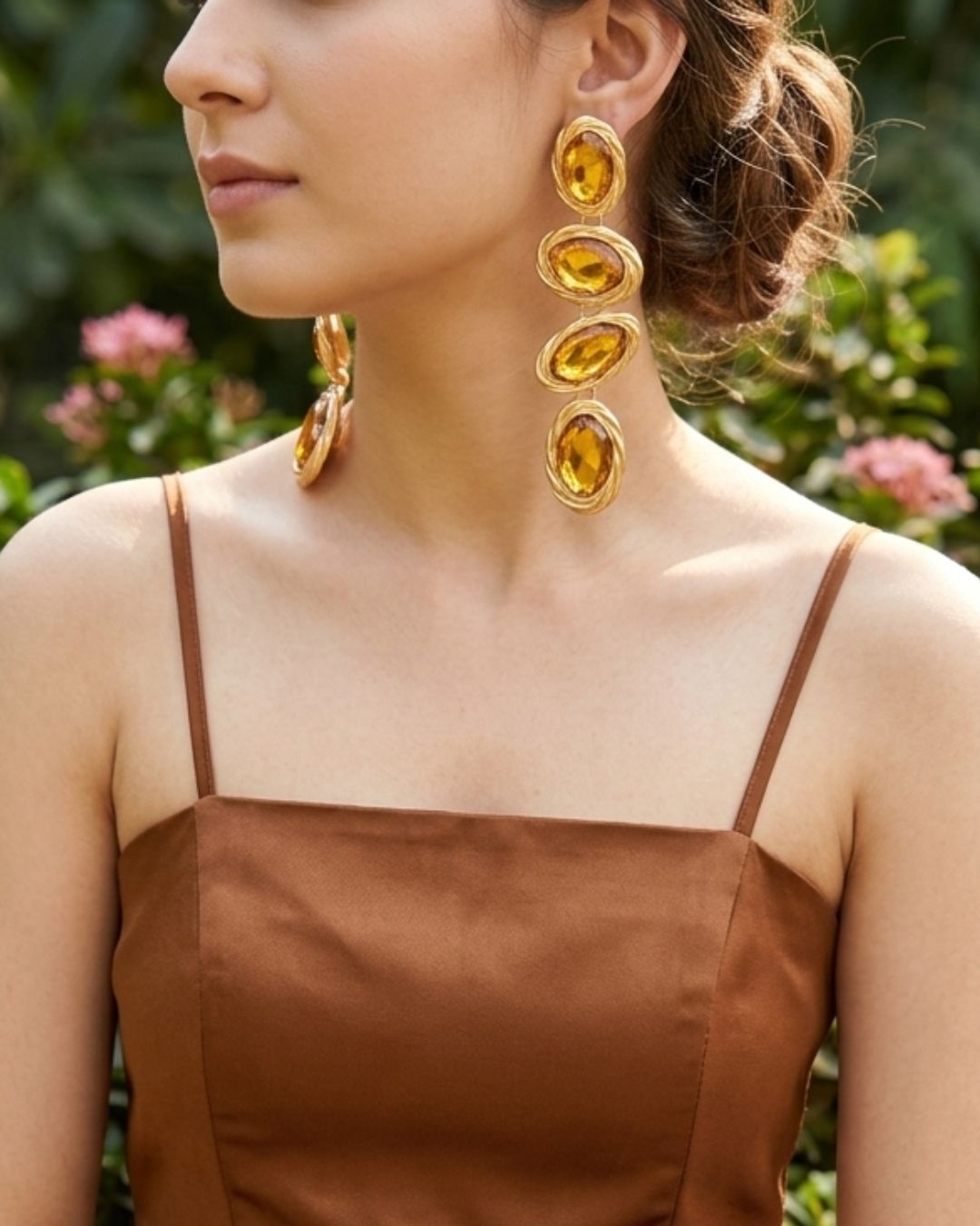 Maya Yellow Layered Drop Earrings