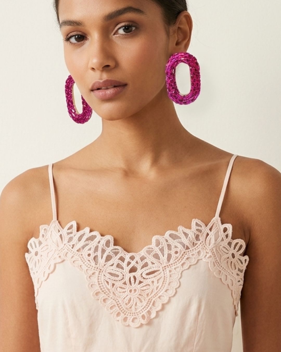 Bling Blogger Fuschia Pink Oval Earrings