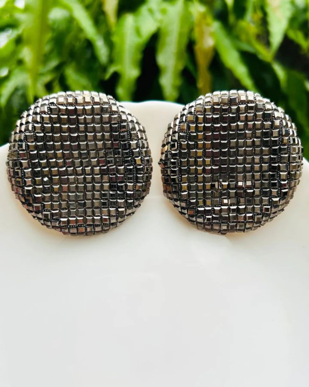 Bling Blogger Rhodium Round Earrings - Big