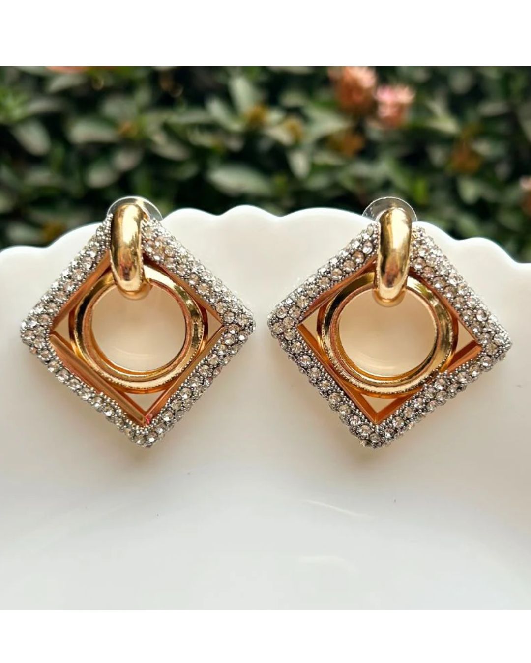 Bling Silver Rhombus Earrings