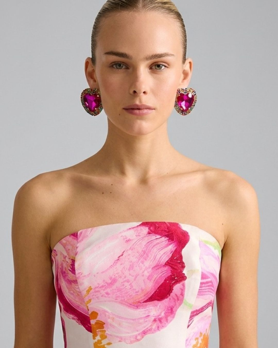Pink Retro Heart Drop Earrings
