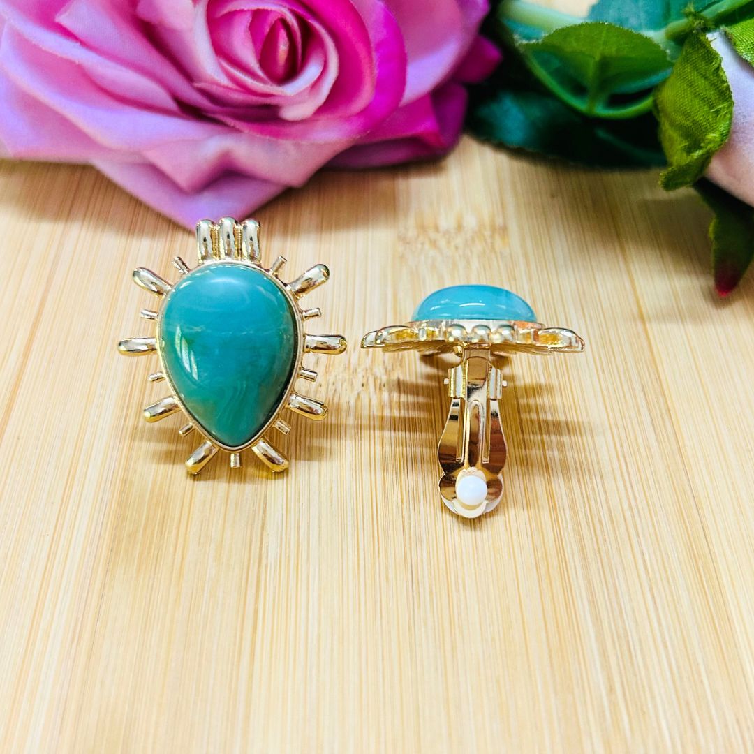 Sunburst Turquoise Drop Stud Earrings
