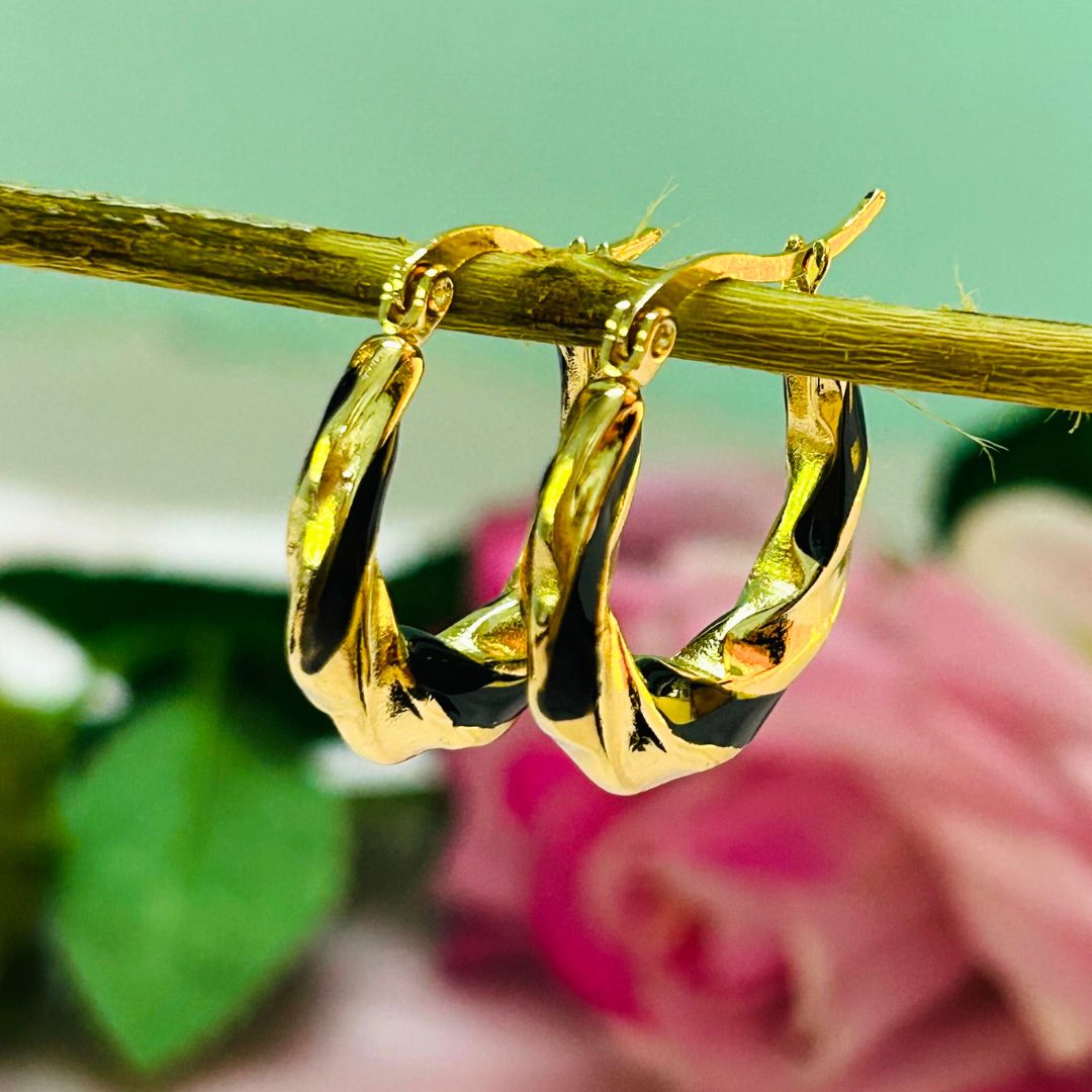 Black And Golden Hoop Earrings