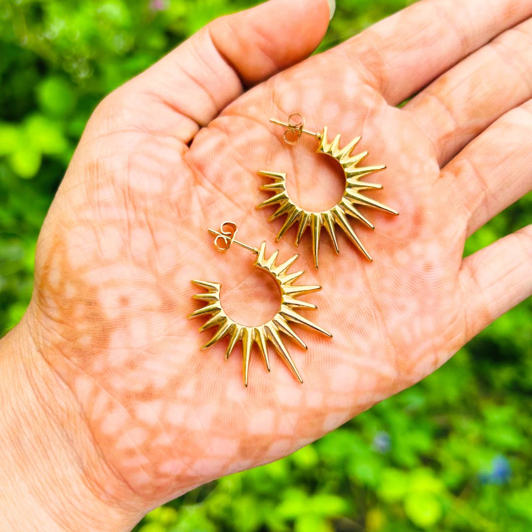 Spiked Golden Hoop Earrings