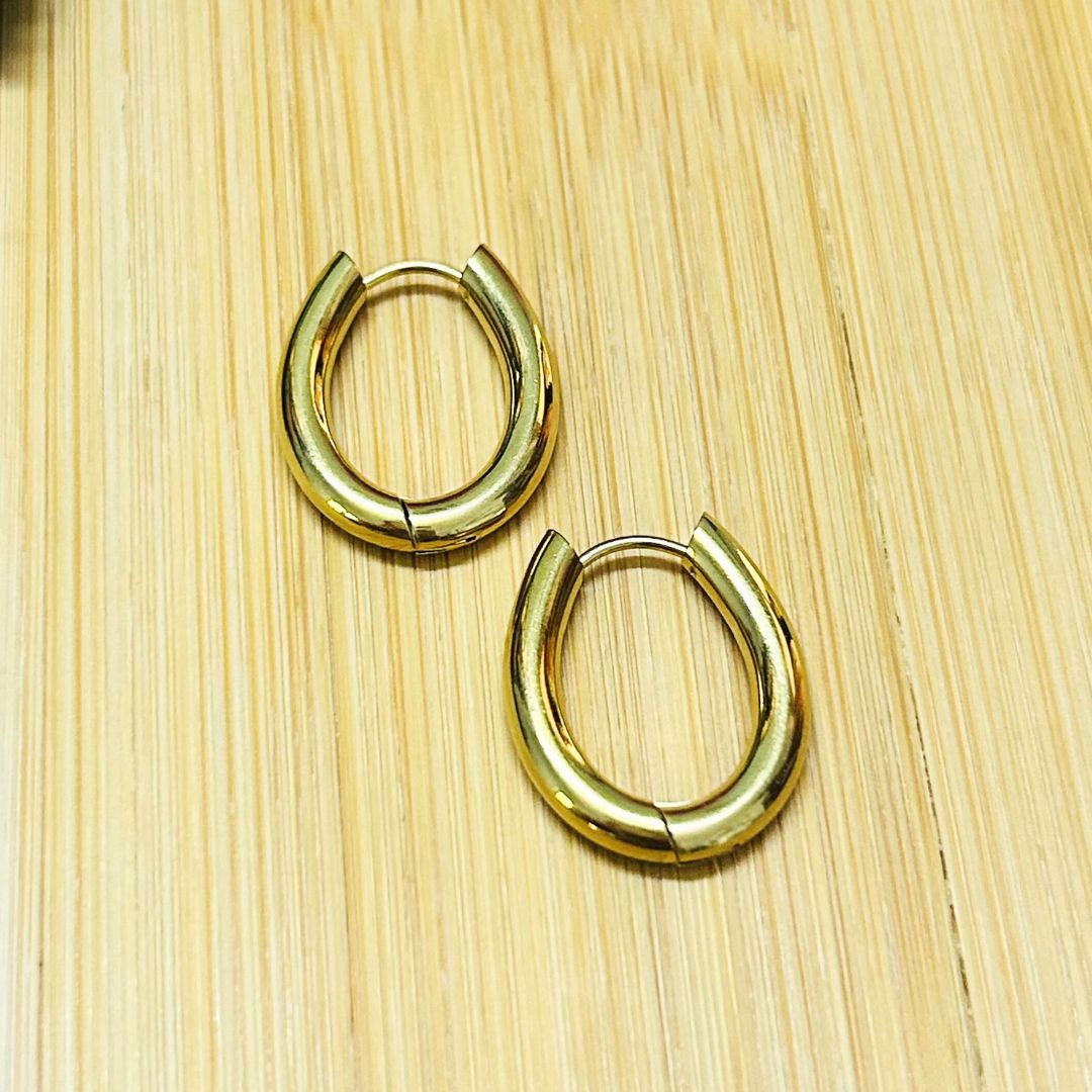 Oval Golden Hoop Earrings