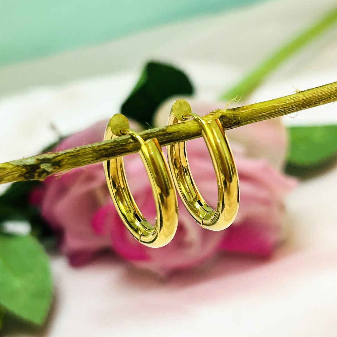 Oval Golden Hoop Earrings