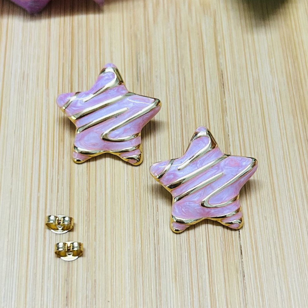 Baby Pink Star Stud Earrings