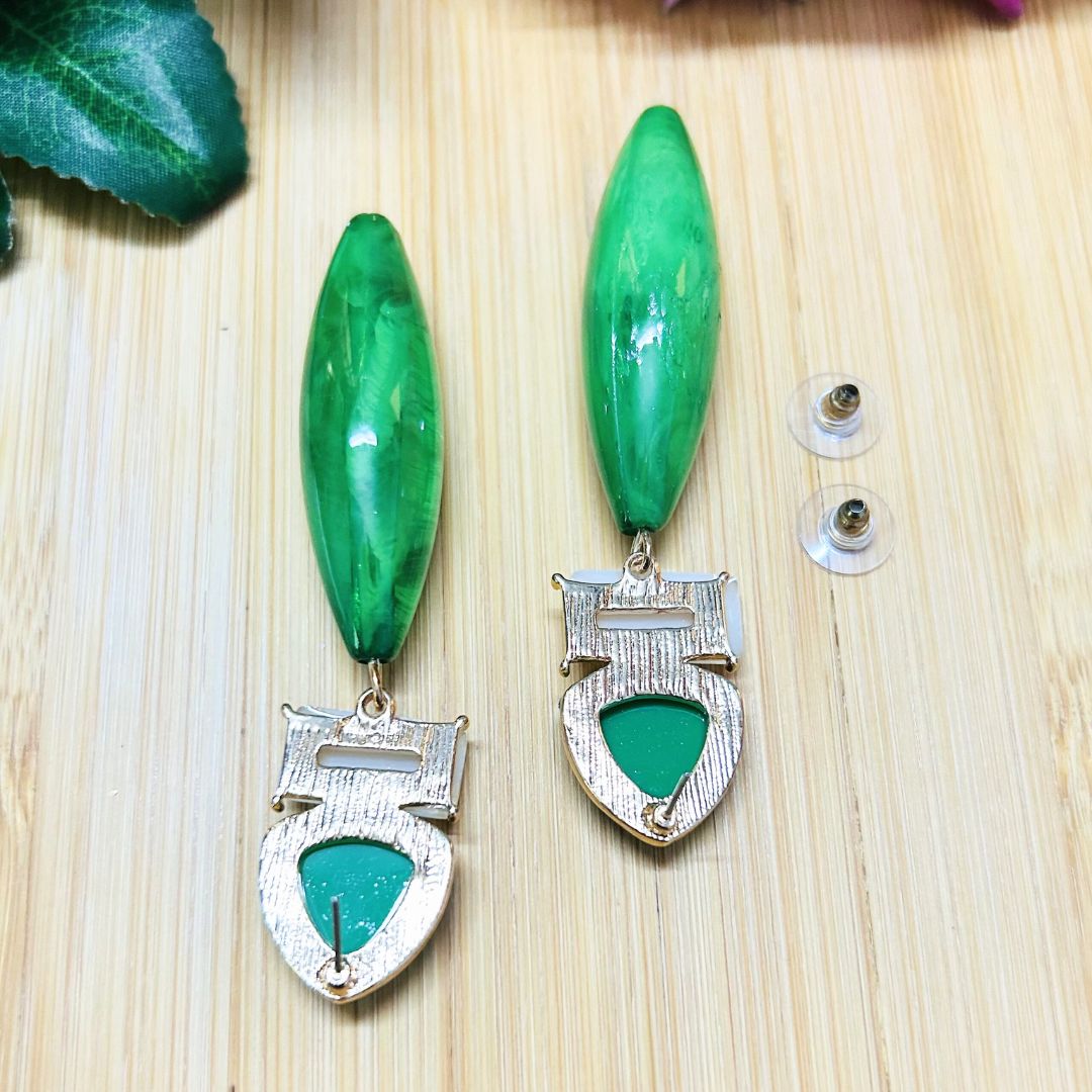 Green Gemstone Drop Earrings