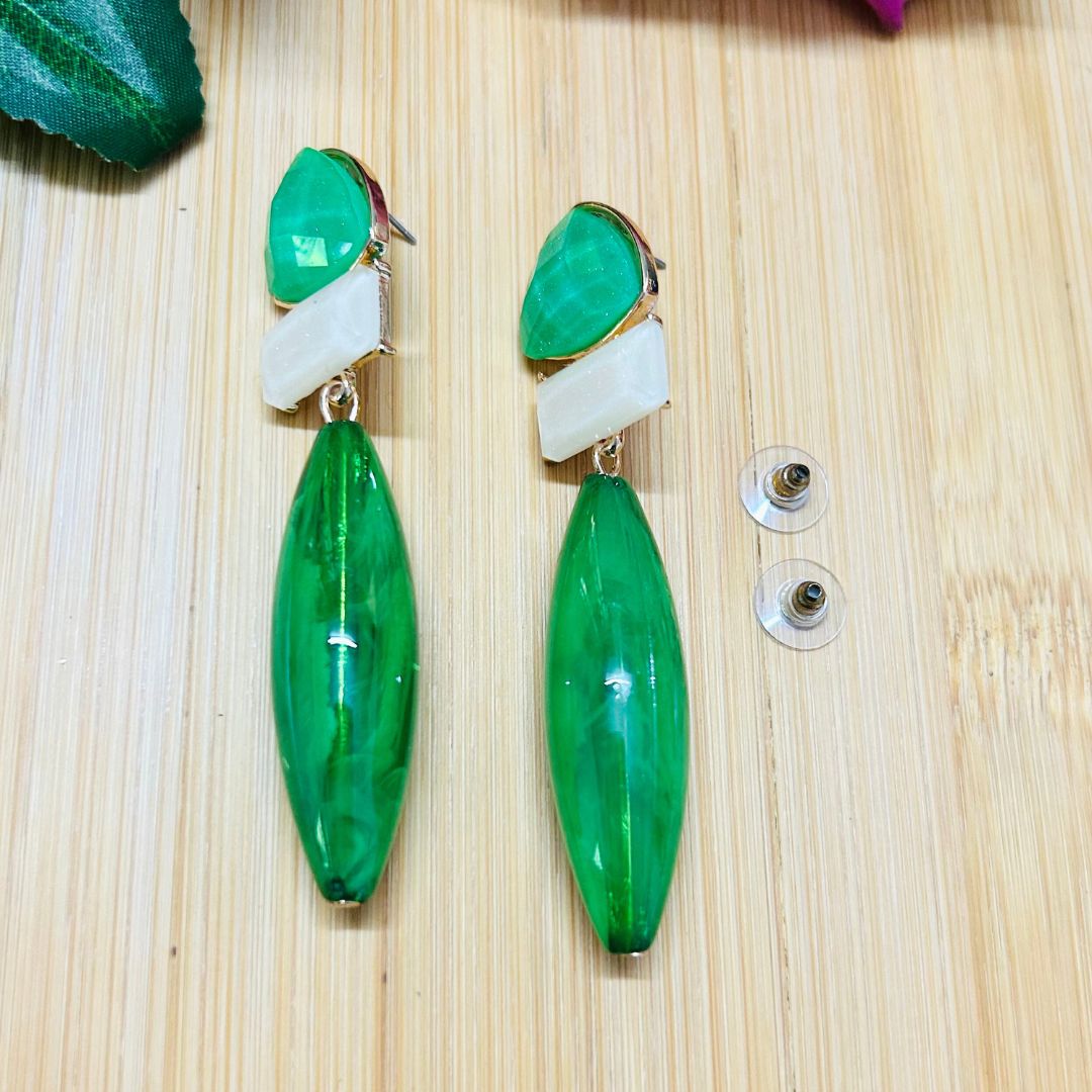 Green Gemstone Drop Earrings
