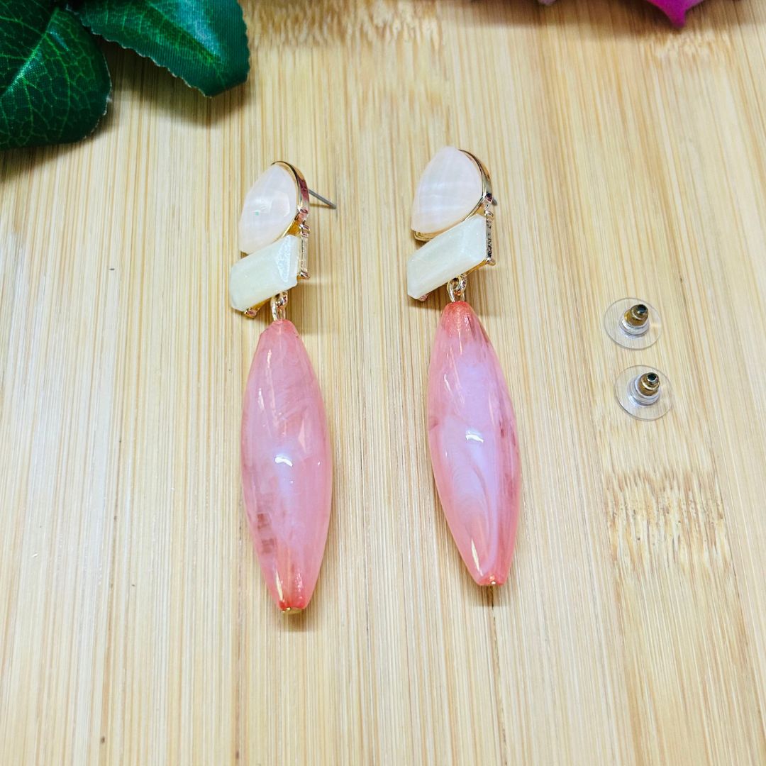 Baby Pink Gemstone Drop Earrings