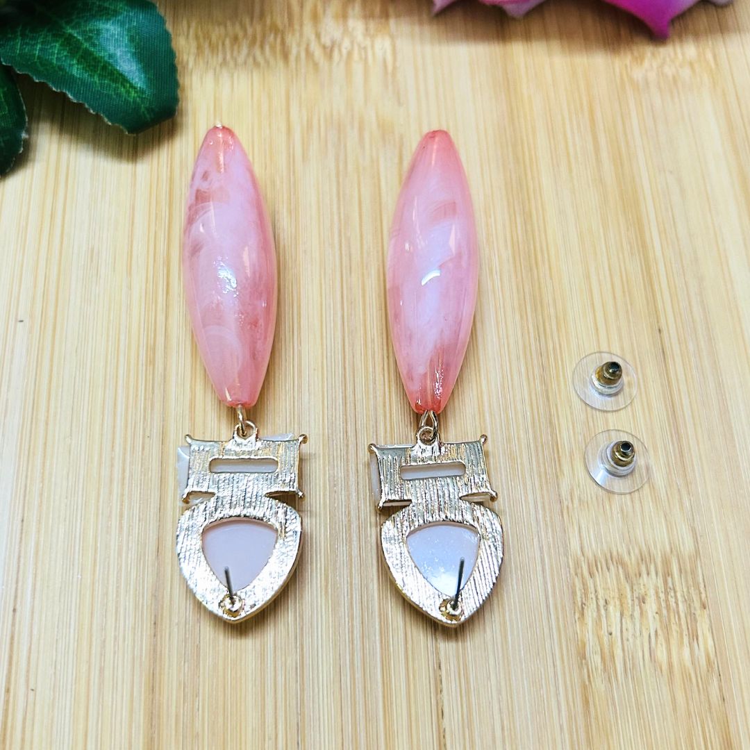 Baby Pink Gemstone Drop Earrings