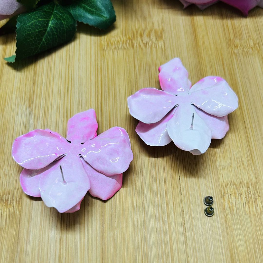Rose Blossom Pink Stud Earrings