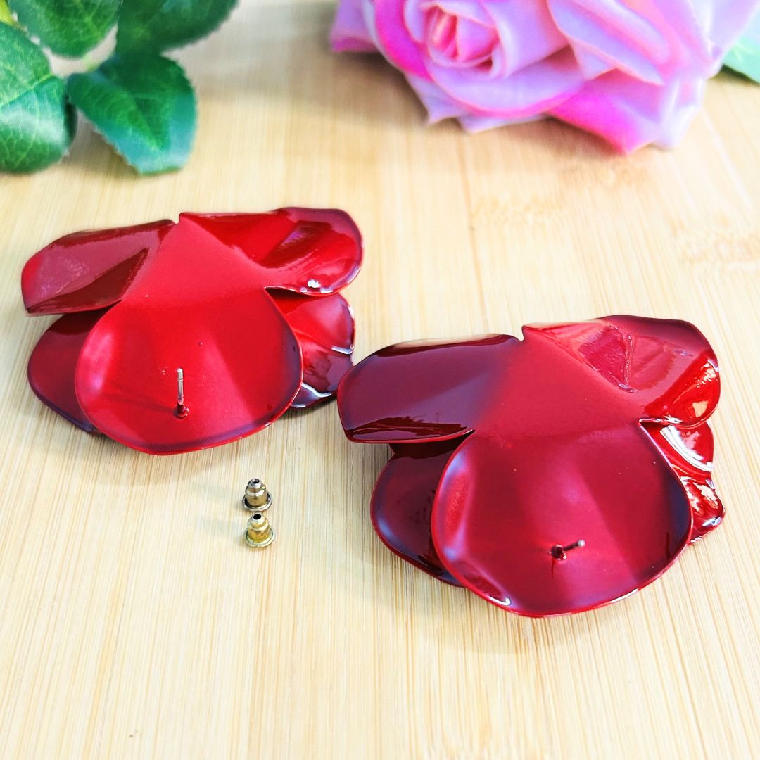 Rose Blossom Maroon Stud Earrings