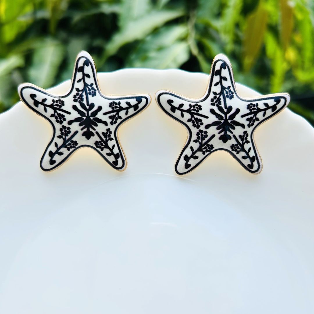 Floral Starfish Stud Earrings