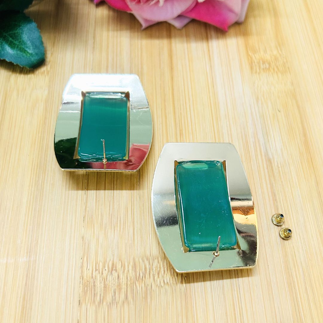 Green Gem Stud Earrings
