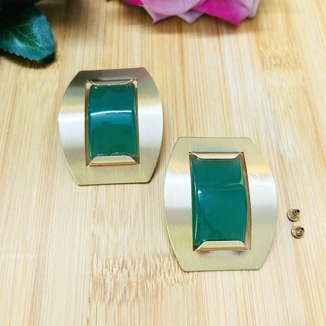 Green Gem Stud Earrings