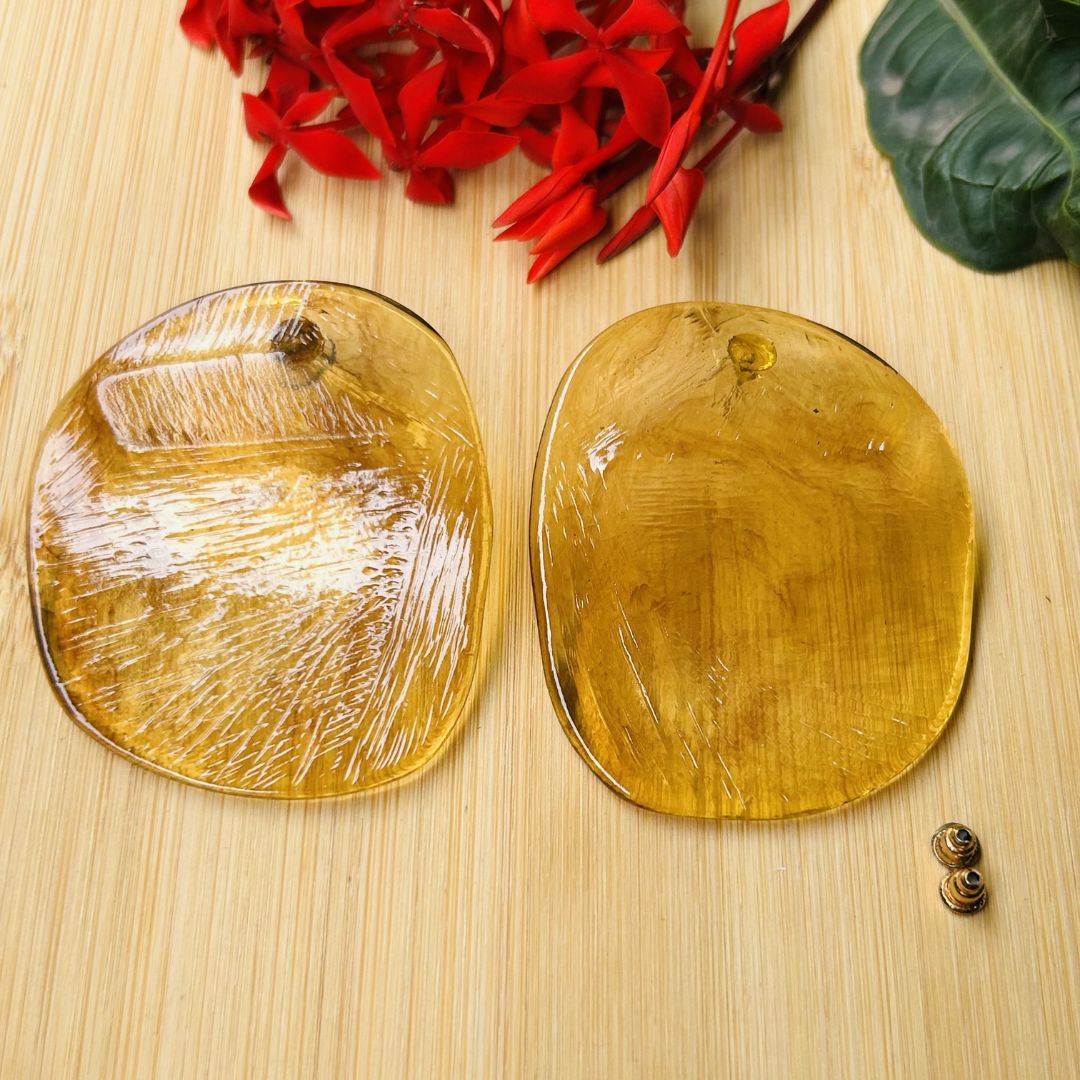 Brown Glossy Chips Stud Earrings