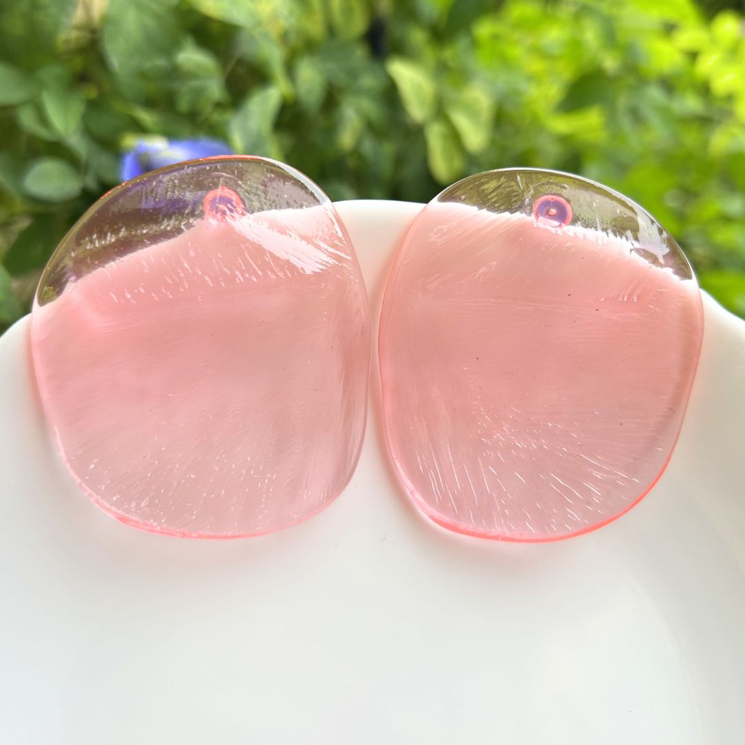 Pink Glossy Chips Stud Earrings