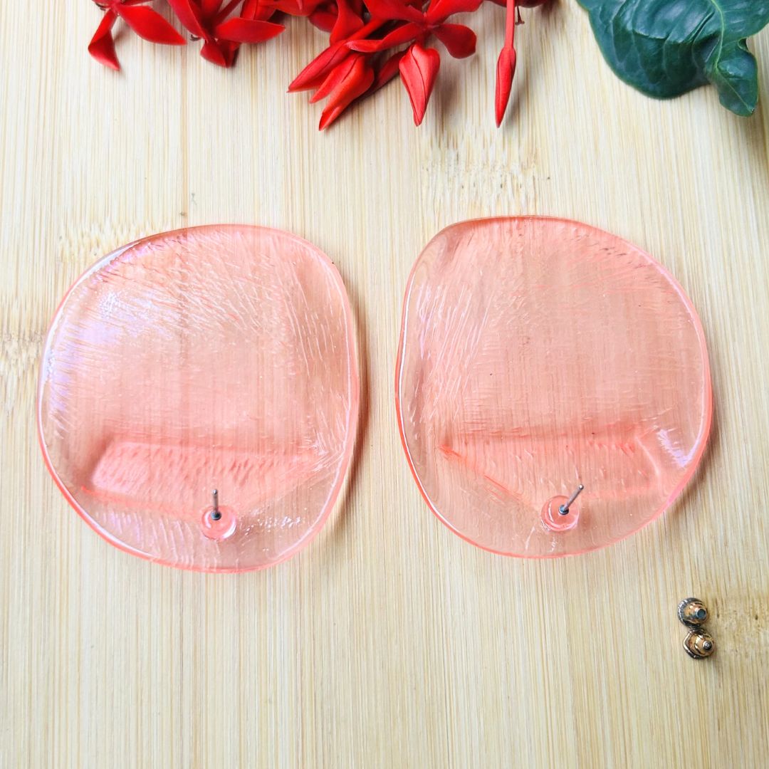 Pink Glossy Chips Stud Earrings
