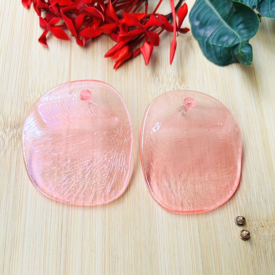 Pink Glossy Chips Stud Earrings