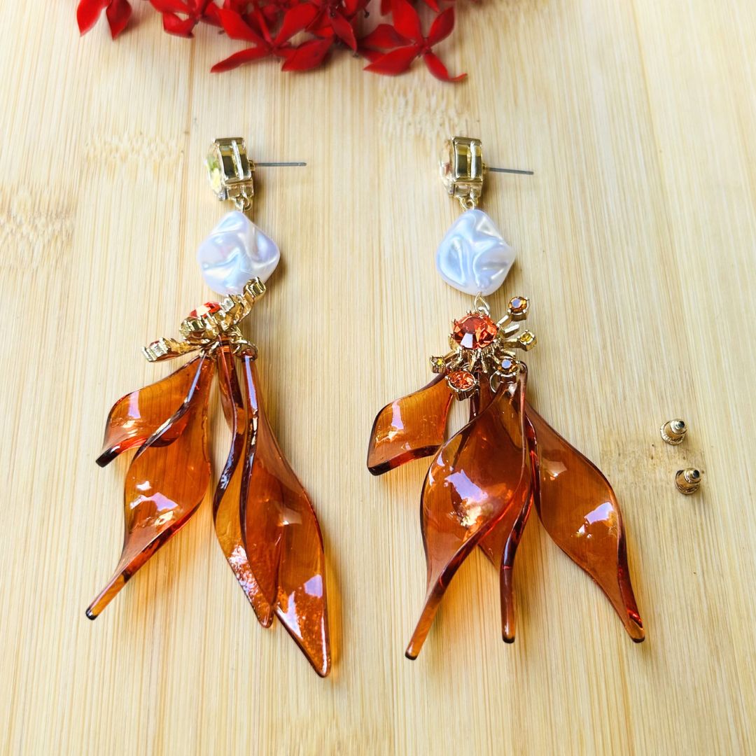 Amber Flames Drop Earrings