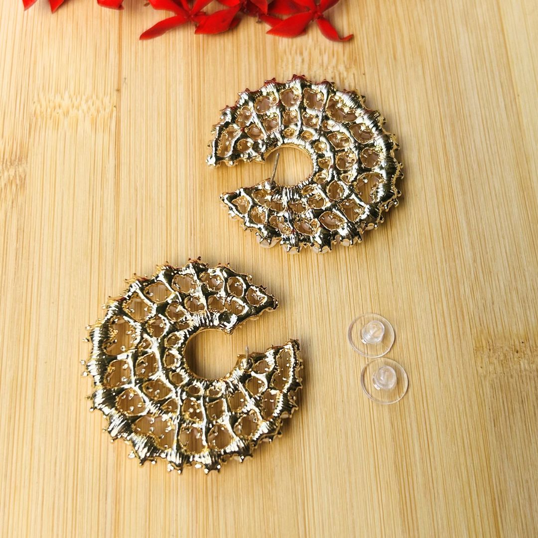 Moon Pearl Stud Earrings