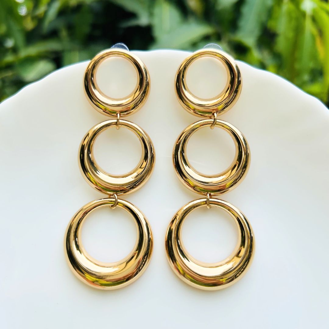 Golden Rings Drop Earrings
