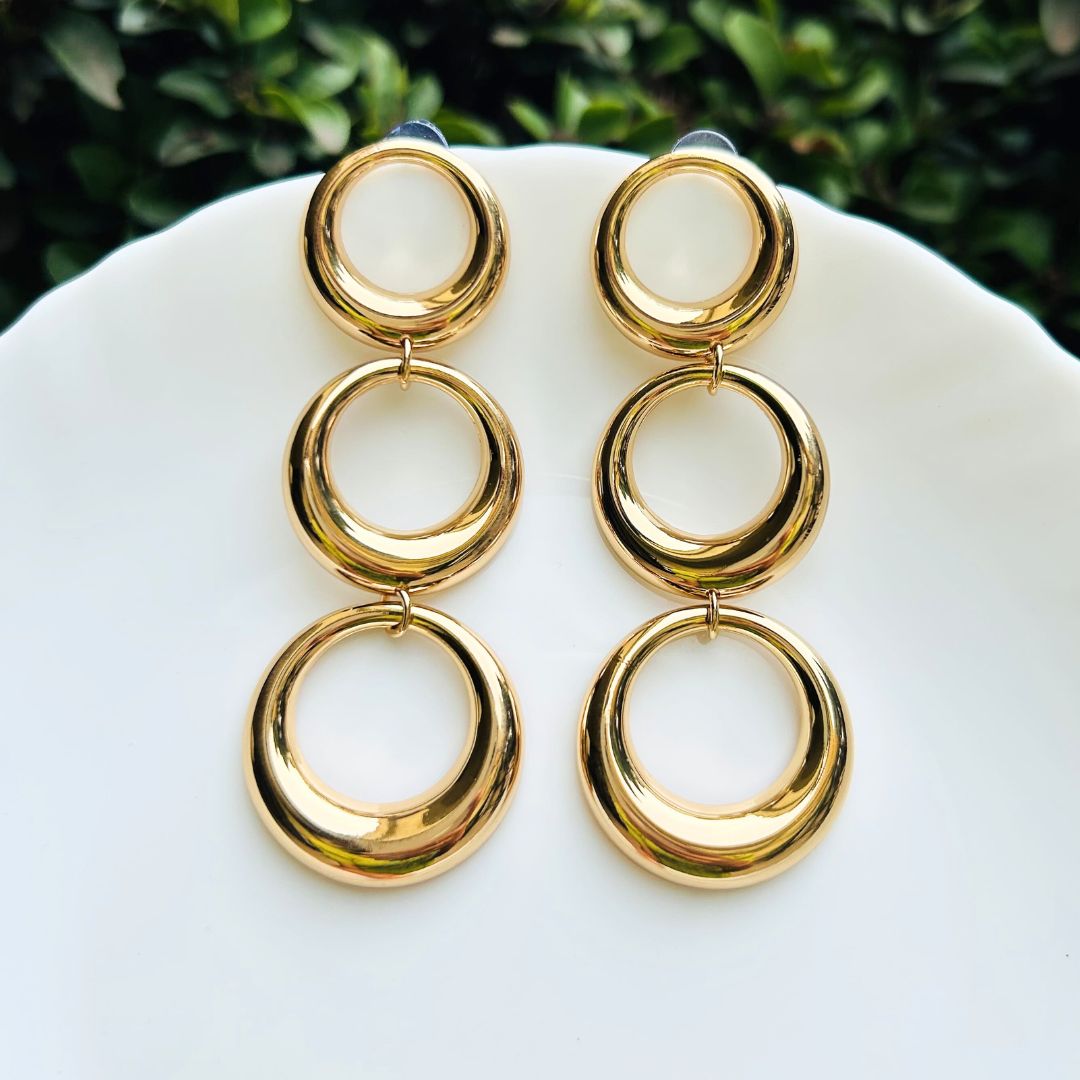 Golden Rings Drop Earrings