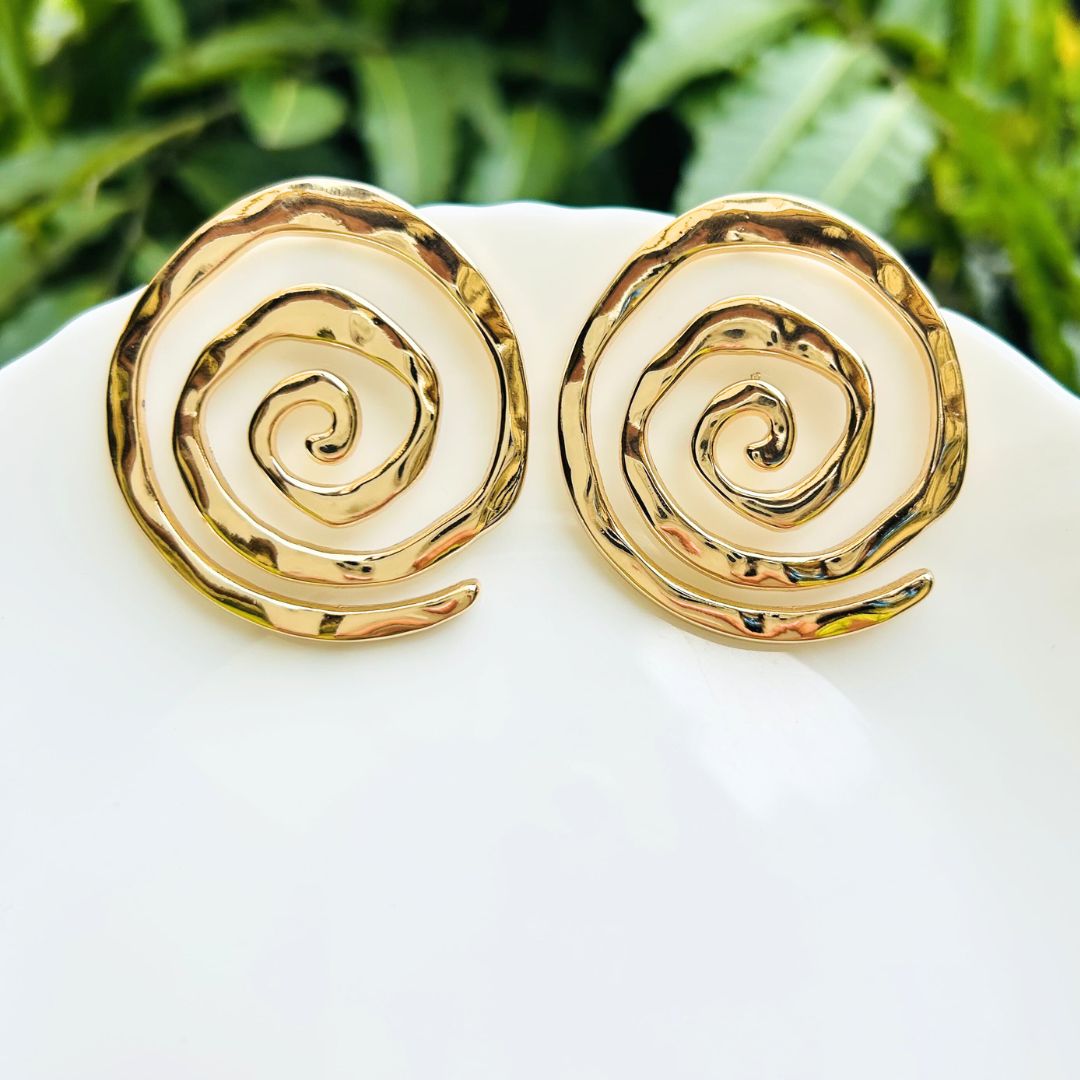 Golden Swirl Stud Earrings