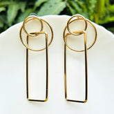 Golden Geometric Drop Earrings