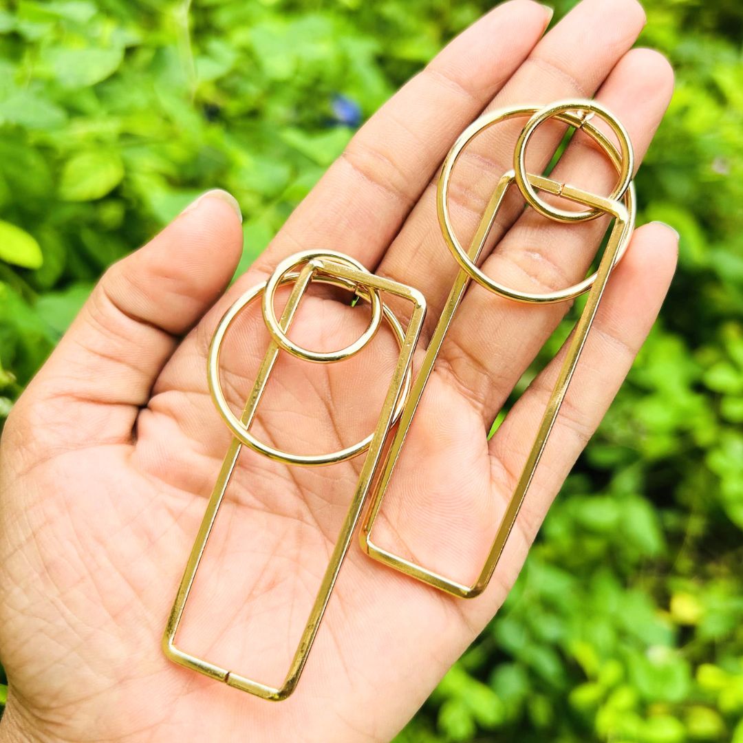 Golden Geometric Drop Earrings