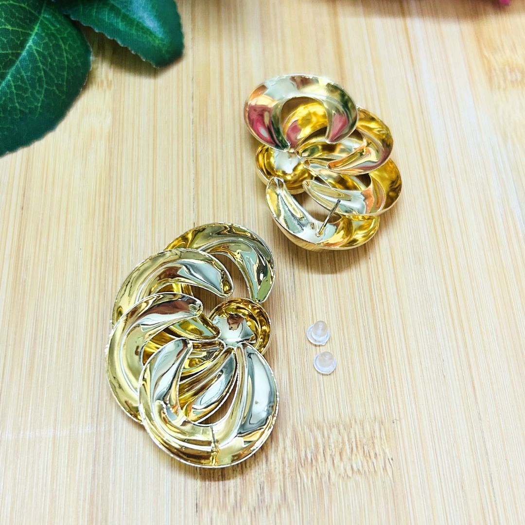 Golden Floral Stud Earrings