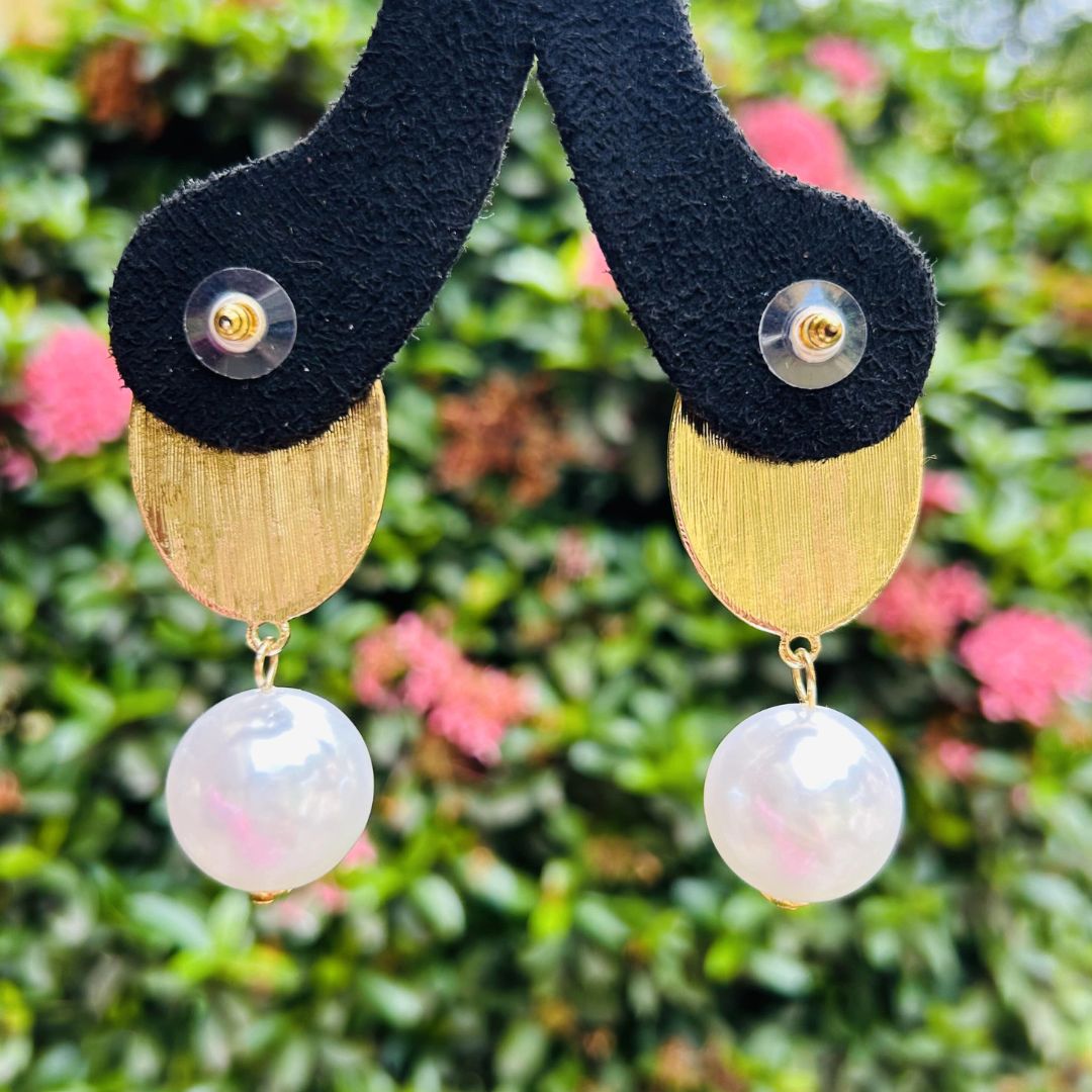 Maroon Pearl Evil Eye Drop Earrings