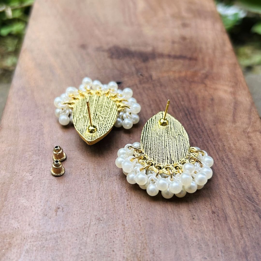 Black Drop Pearl Stud Earrings