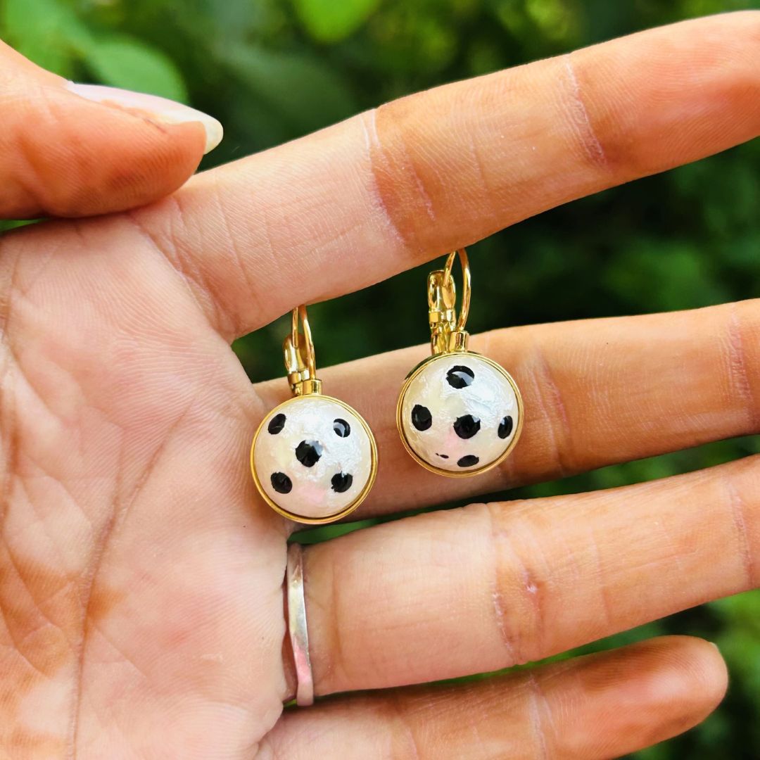 White Polka Dot Hoop Earrings