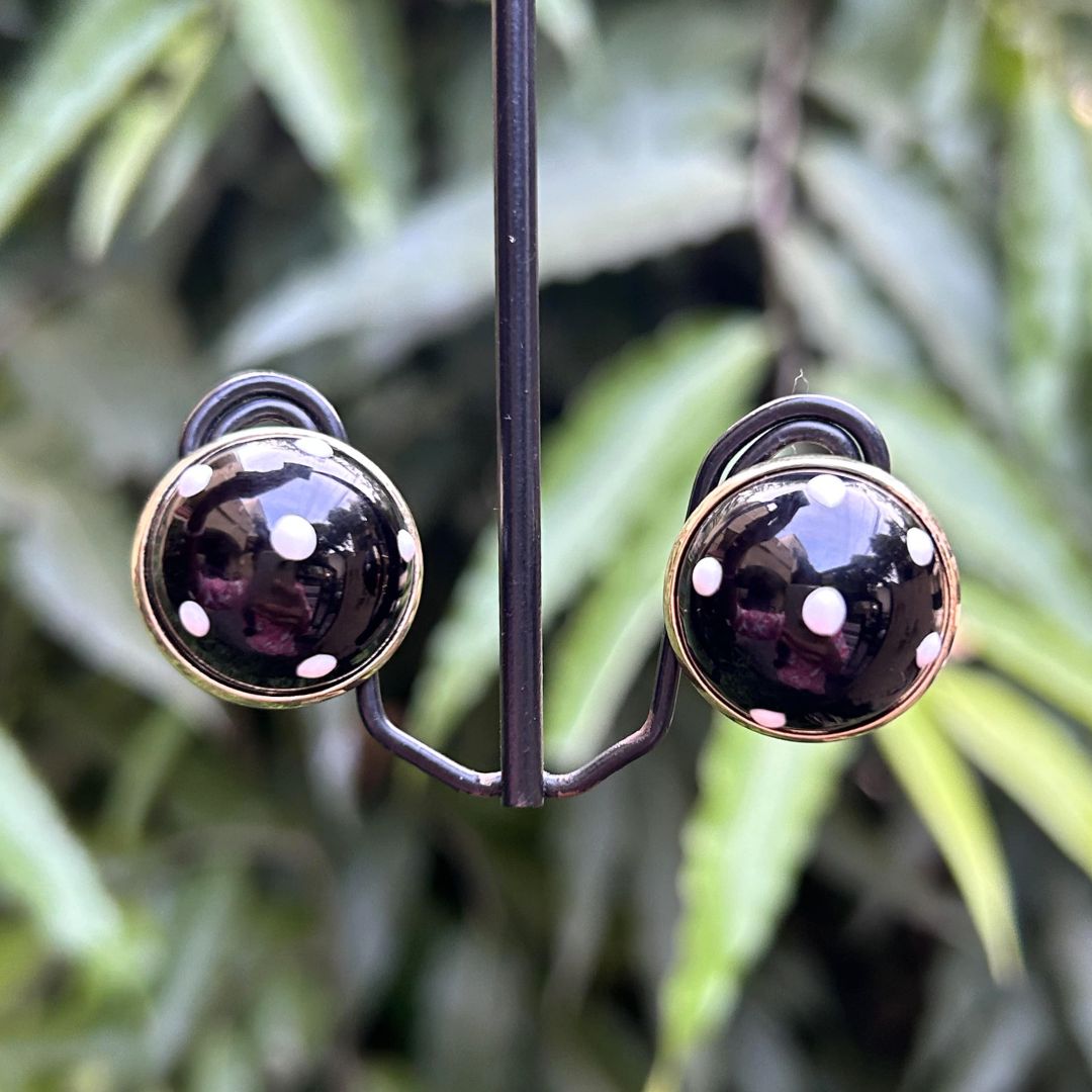 Black Polka Dot Stud Earrings