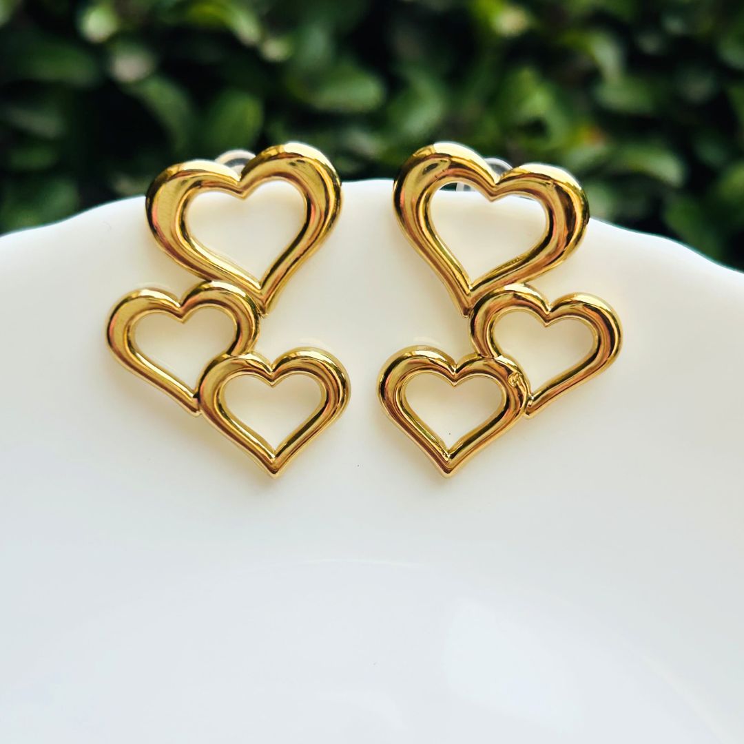 Heart Golden Stud Earrings