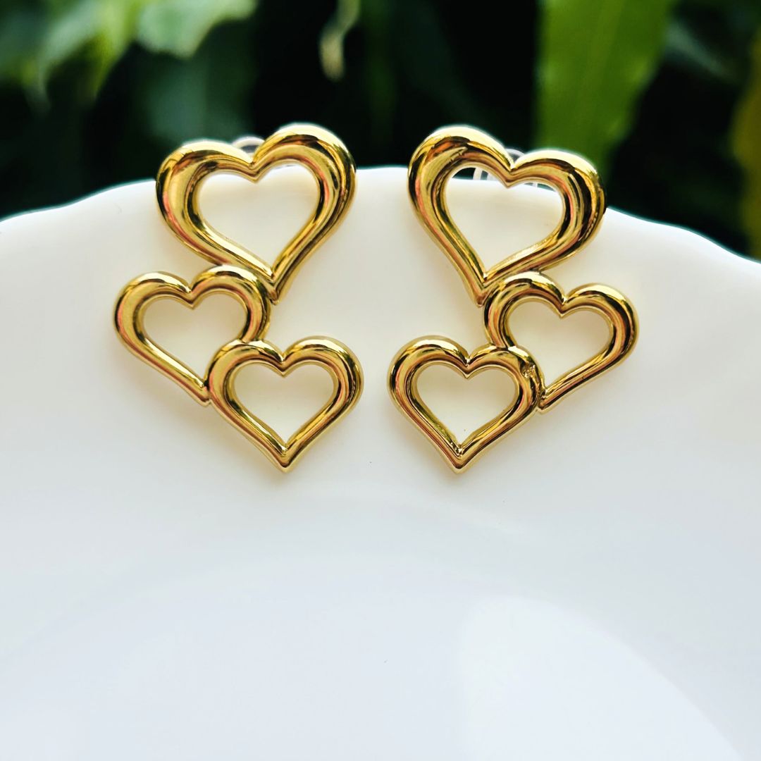 Heart Golden Stud Earrings