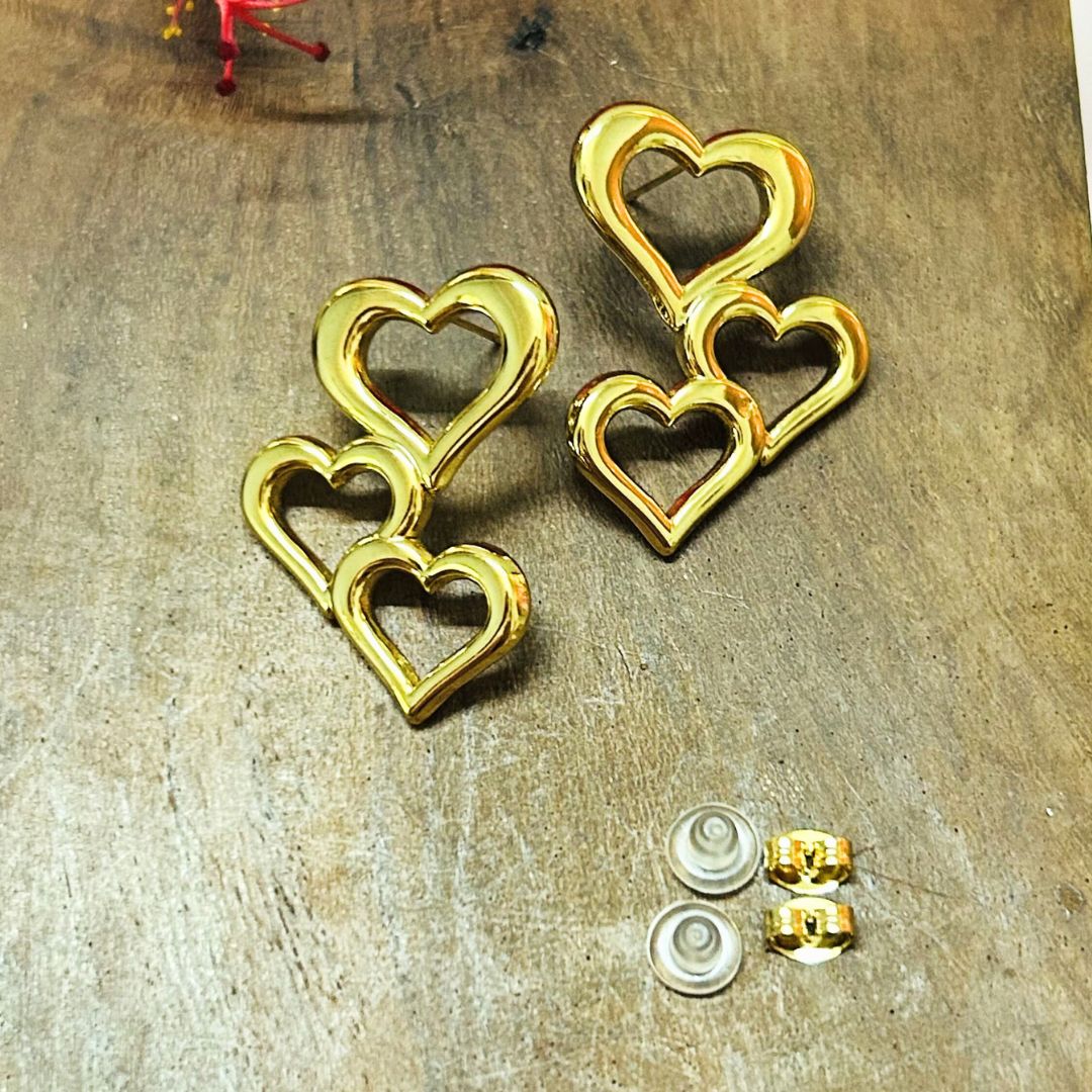 Heart Golden Stud Earrings