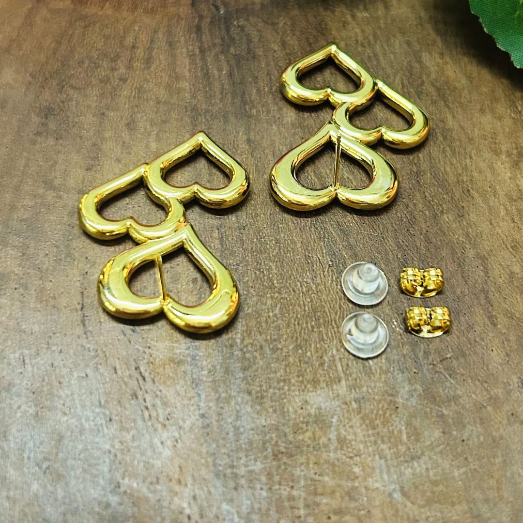 Heart Golden Stud Earrings