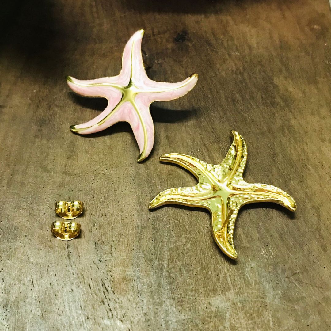 Baby Pink Studded Star Earrings