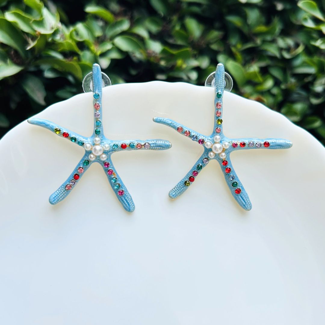 Starfish Sparkle Designer Stud Earrings