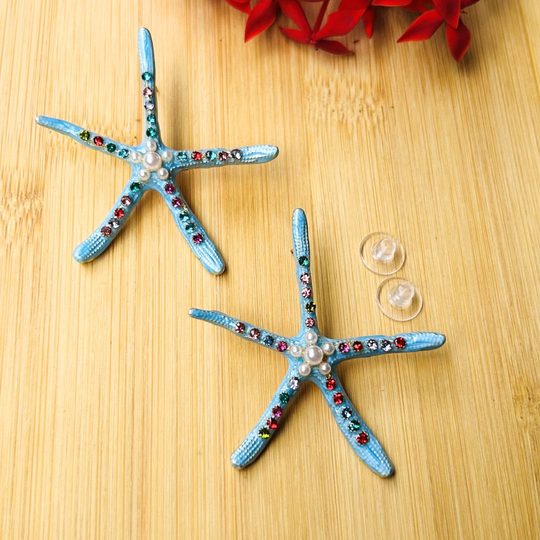 Starfish Sparkle Designer Stud Earrings