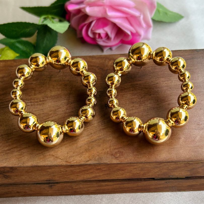 Golden Ball Statement Earrings